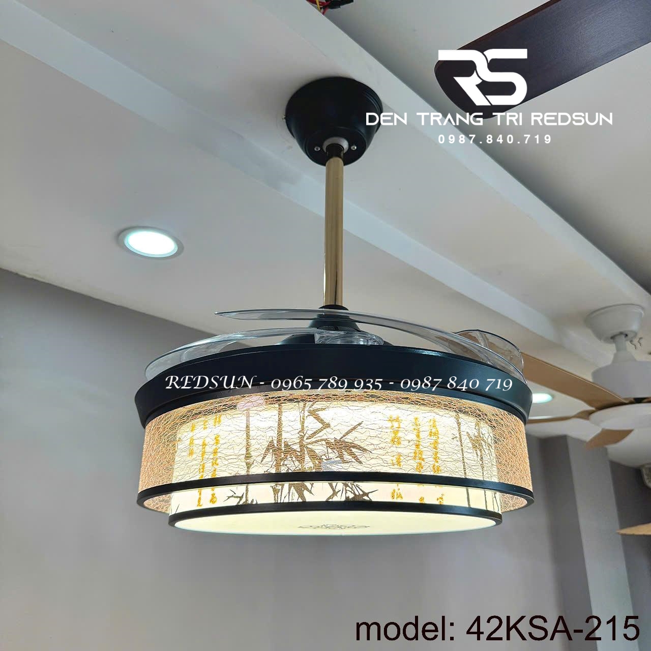 Quạt Trần Đèn Cánh Cụp Xòe Trang Trí Phòng Khách, Phòng Ngủ - 42KSA-215