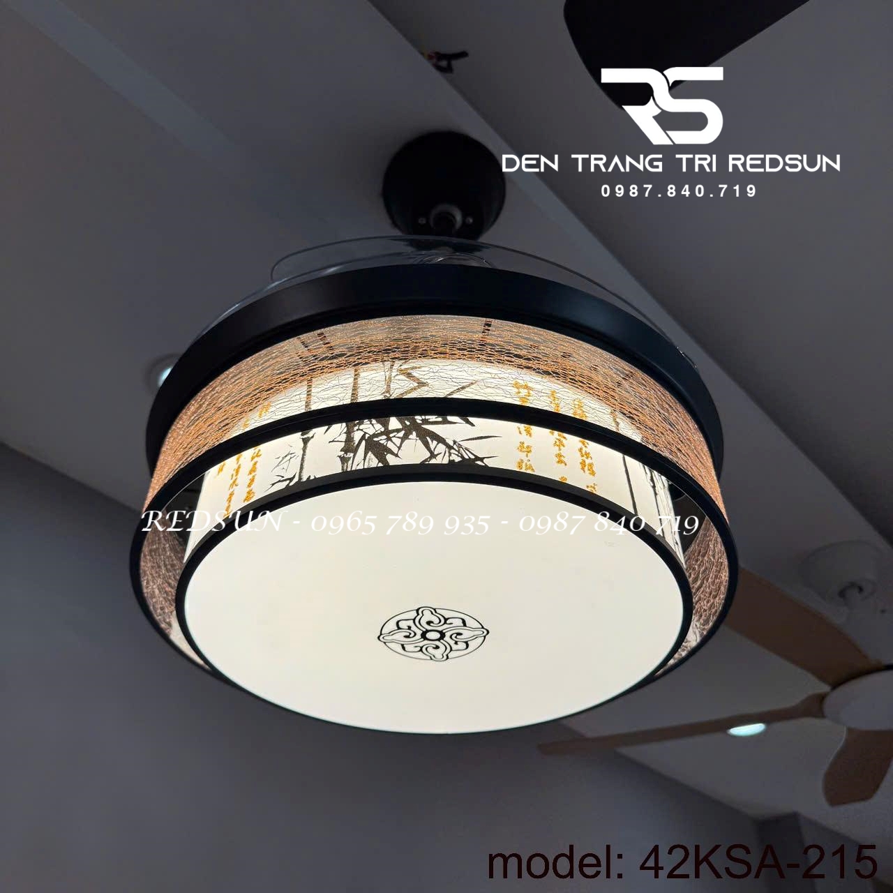 Quạt Trần Đèn Cánh Cụp Xòe Trang Trí Phòng Khách, Phòng Ngủ - 42KSA-215