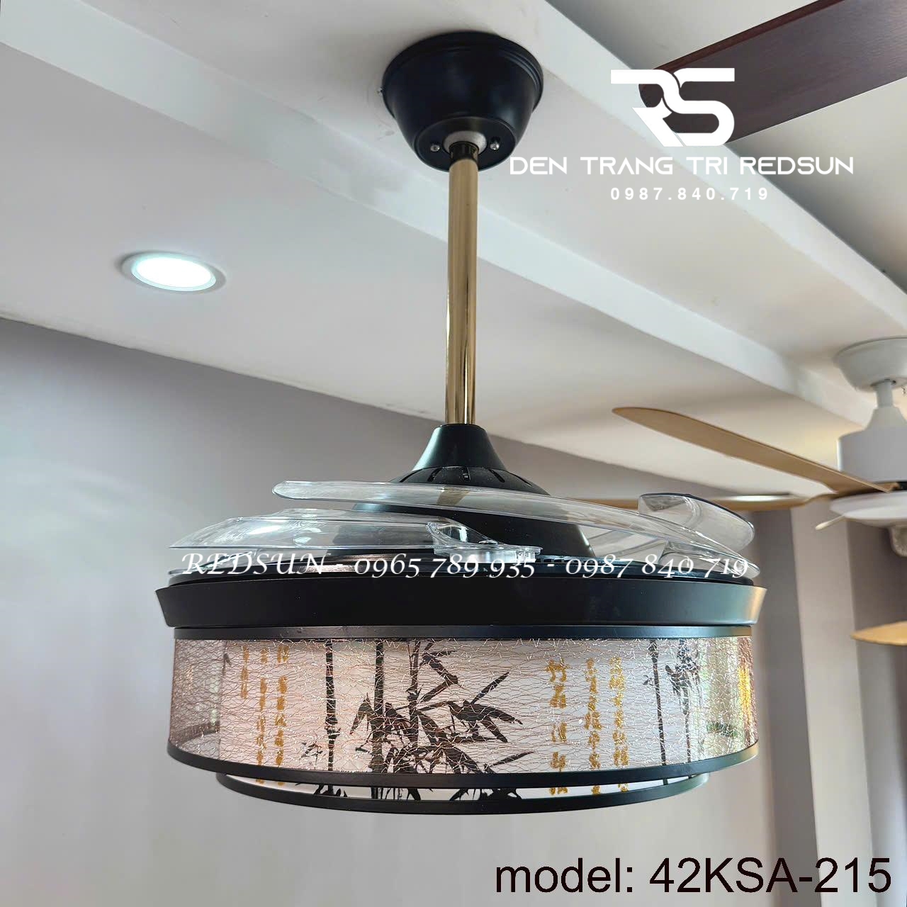 Quạt Trần Đèn Cánh Cụp Xòe Trang Trí Phòng Khách, Phòng Ngủ - 42KSA-215