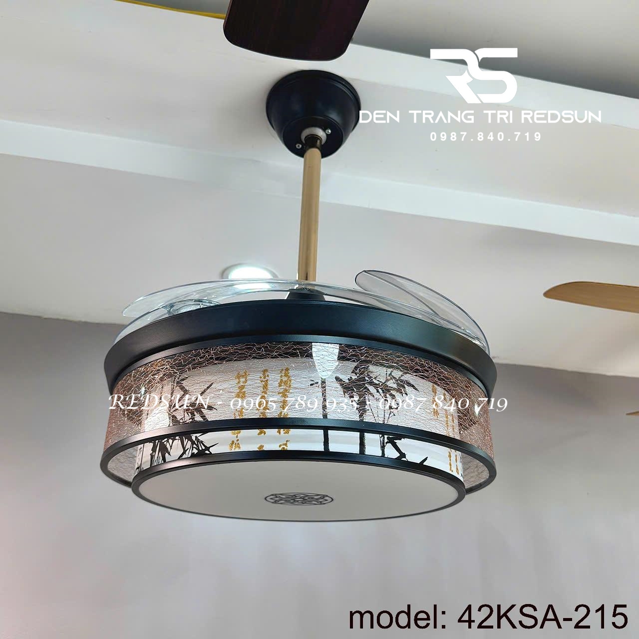 Quạt Trần Đèn Cánh Cụp Xòe Trang Trí Phòng Khách, Phòng Ngủ - 42KSA-215