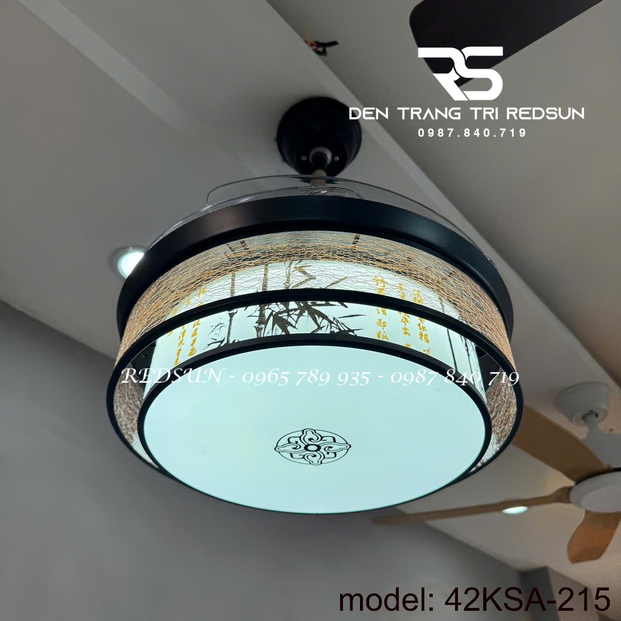 Quạt Trần Đèn Cánh Cụp Xòe Trang Trí Phòng Khách, Phòng Ngủ - 42KSA-215