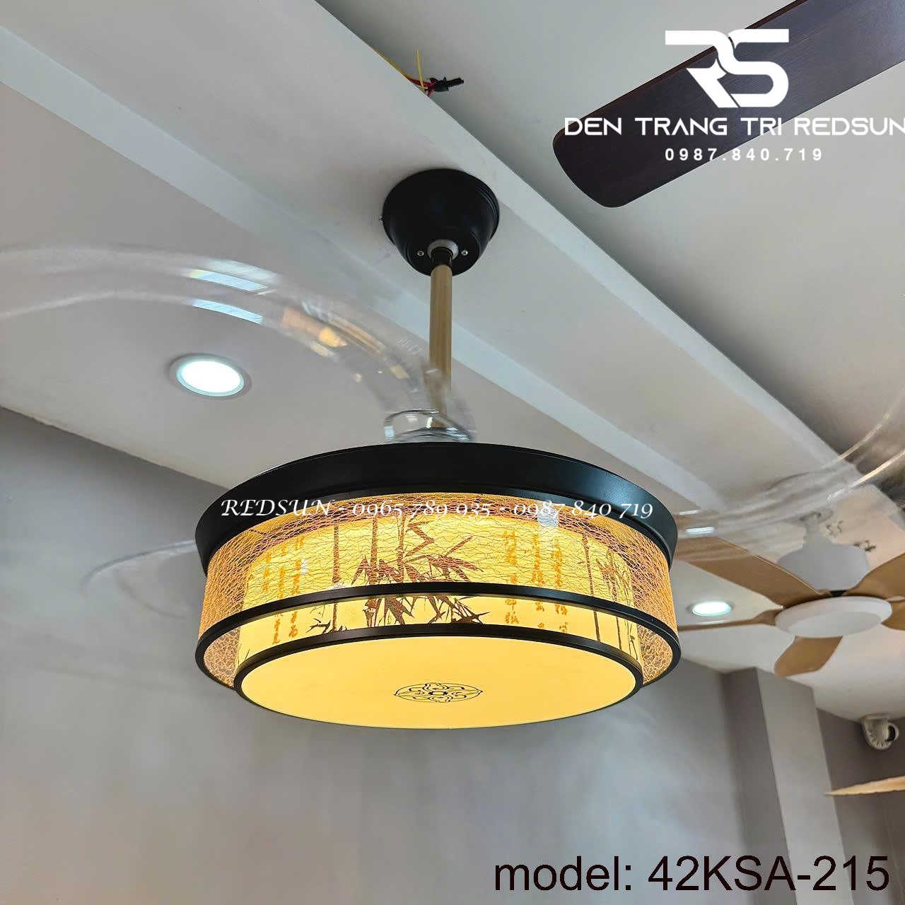 Quạt Trần Đèn Cánh Cụp Xòe Trang Trí Phòng Khách, Phòng Ngủ - 42KSA-215