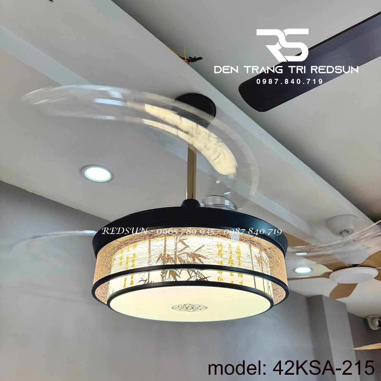 Quạt Trần Đèn Cánh Cụp Xòe Trang Trí Phòng Khách, Phòng Ngủ - 42KSA-215