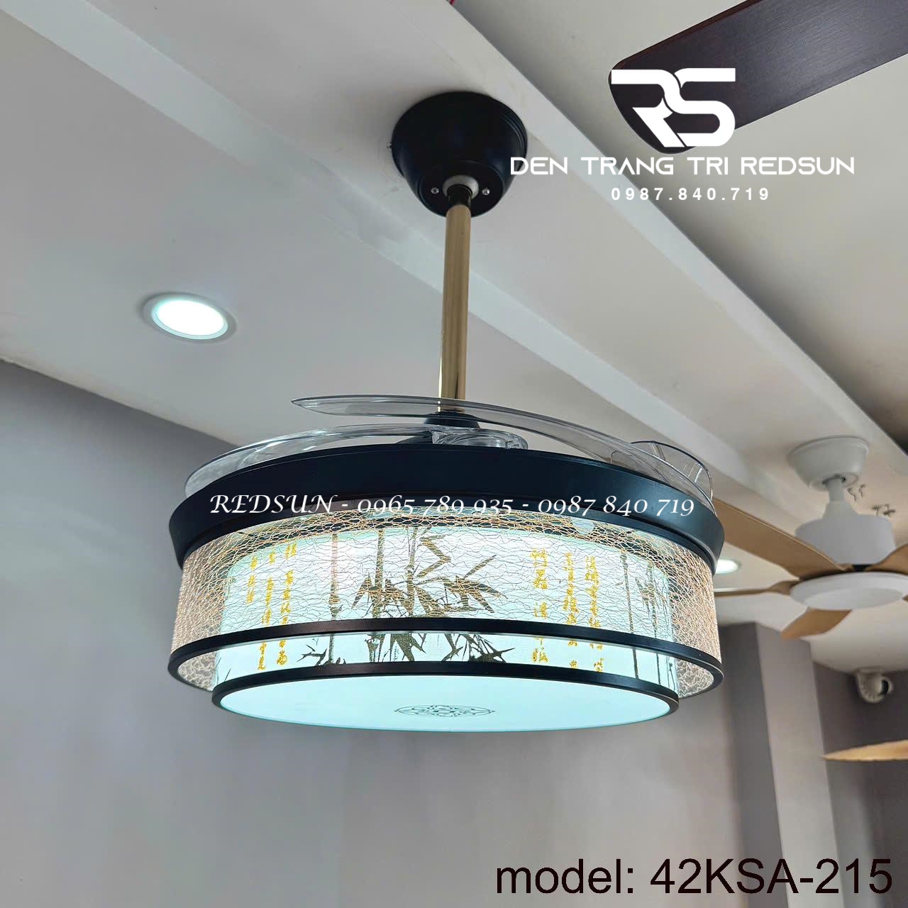Quạt Trần Đèn Cánh Cụp Xòe Trang Trí Phòng Khách, Phòng Ngủ - 42KSA-215