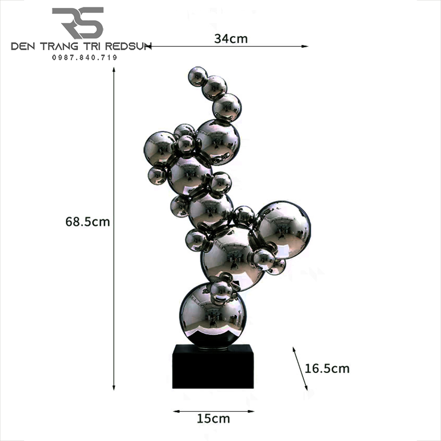 Đồ Trang Trí Nghệ Thuật Phòng Khách, Hành Lang, Sảnh Chờ Điêu Khắc Trừu Tượng Chất Liệu Inox DDC-017