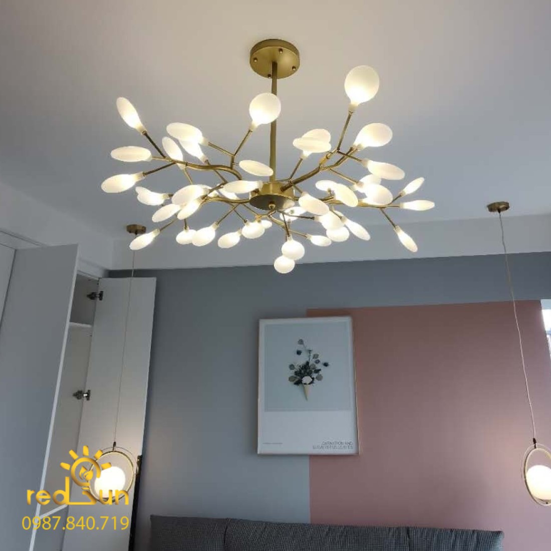 Chùm Hera dáng tròn 45 lá (thủy tinh) DC-L006