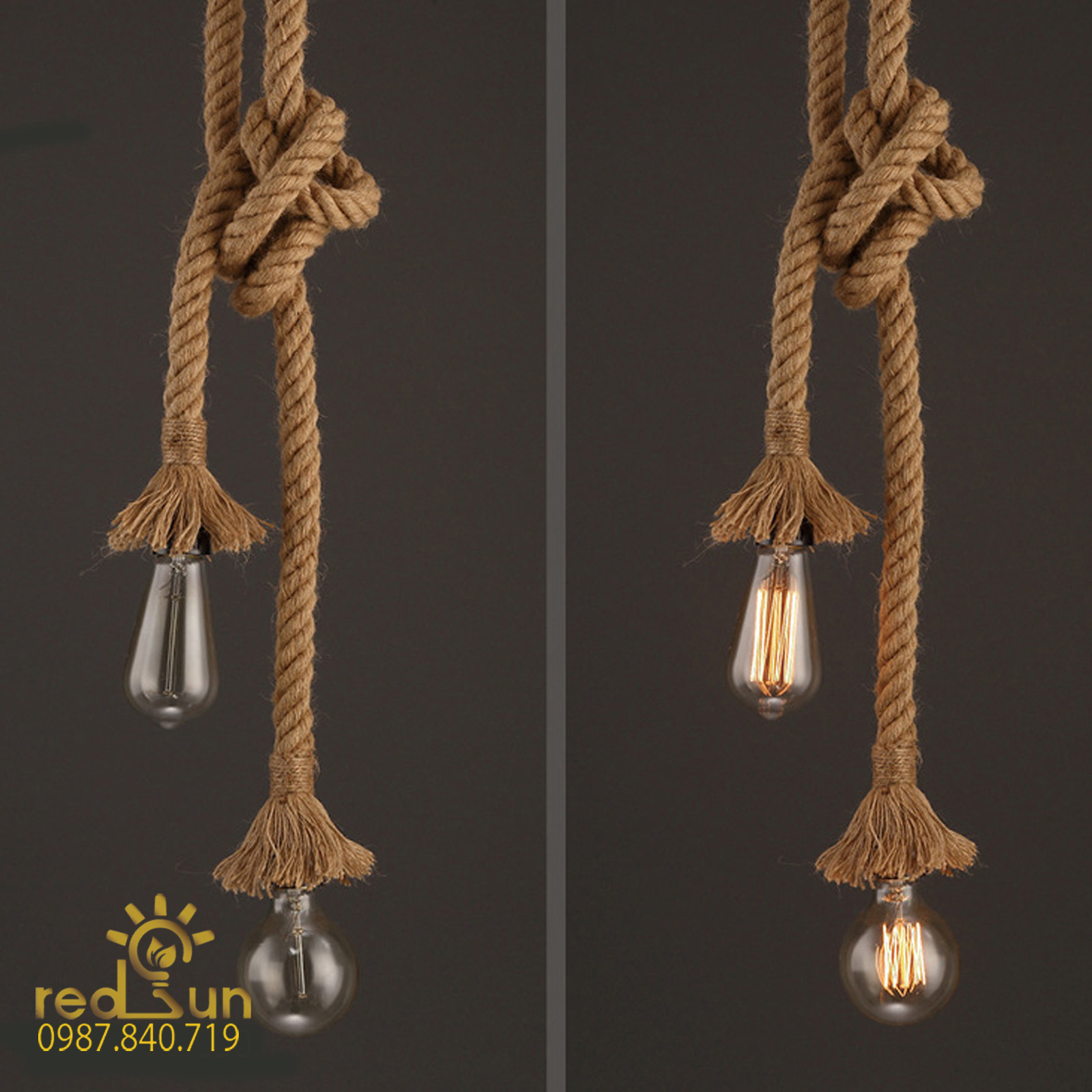 CDT049-Chao đèn thả dây thừng