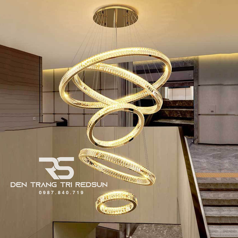 Đèn Chùm Pha Lê Hiện Đại Lắp Thông Tầng Sảnh Khách Sạn, Phòng Khách, Cầu Thang TPLTM