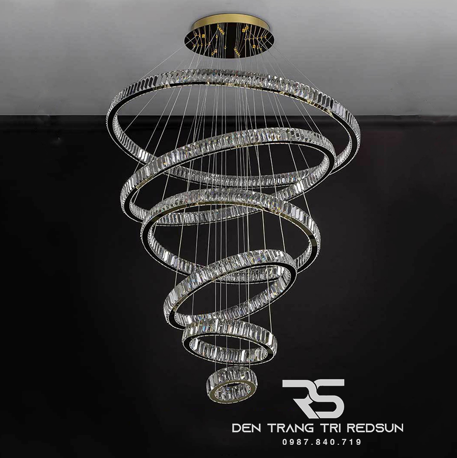 Đèn Chùm Pha Lê Hiện Đại Lắp Thông Tầng Sảnh Khách Sạn, Phòng Khách, Cầu Thang TPLTM