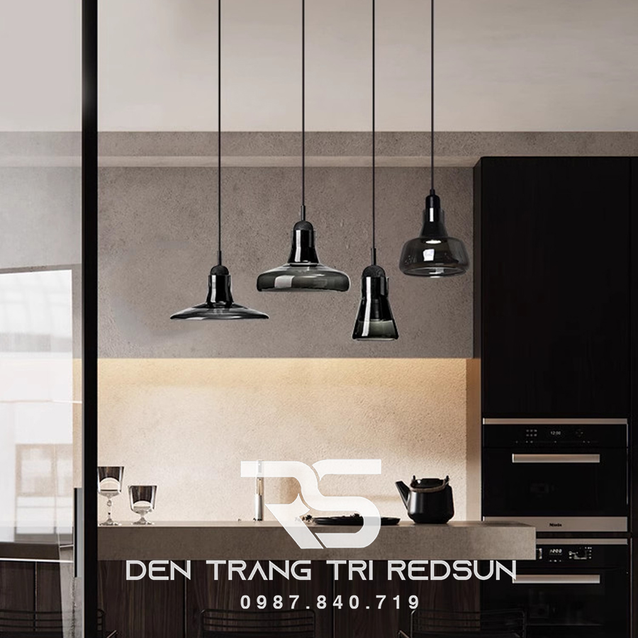 Đèn Thả Bàn Ăn Hiện Đại Bắc Âu Choá Thuỷ Tinh Đen Khói CDT-L017