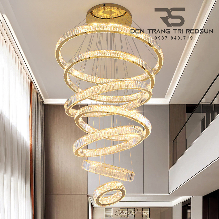 Đèn Chùm Pha Lê Hiện Đại Lắp Thông Tầng Sảnh Khách Sạn, Phòng Khách, Cầu Thang TPLTM