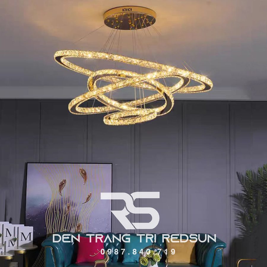 Đèn Chùm Pha Lê Hiện Đại Cao Cấp Lắp Thông Tầng Phòng Khách, Cầu Thang, Sảnh Khách Sạn TPLTD Bản 3cm