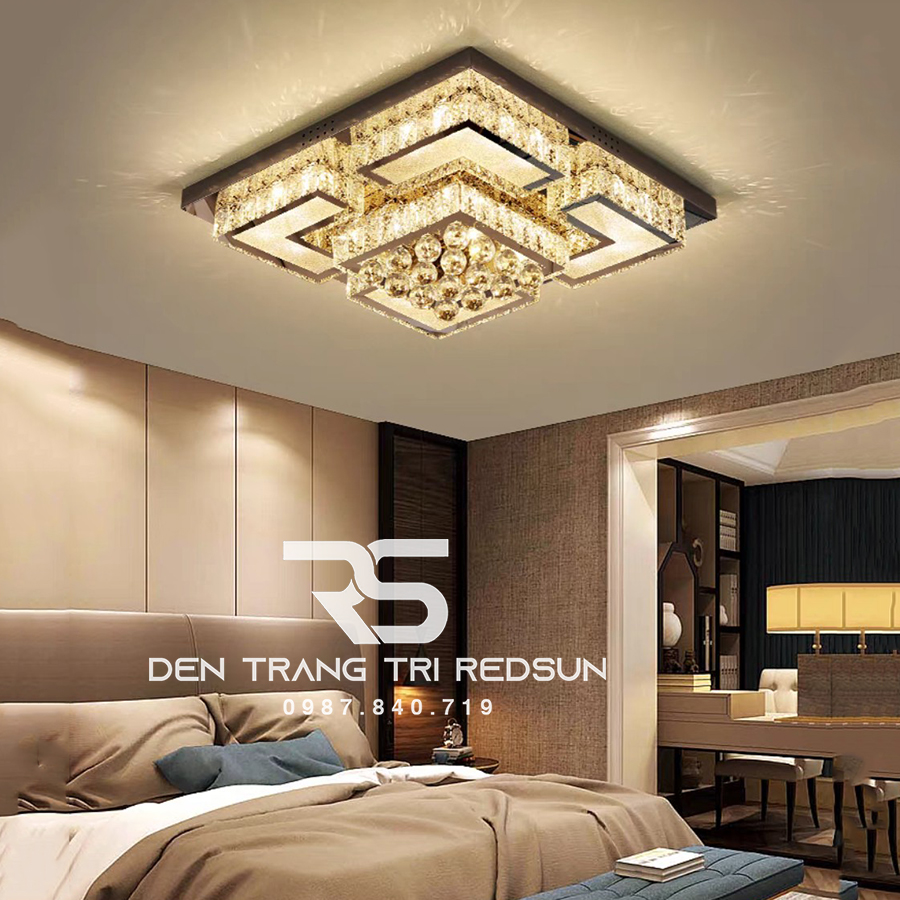 Đèn Mâm Mica Pha Lê Ốp Trần Phòng Khách Hiện Đại MKPL-056