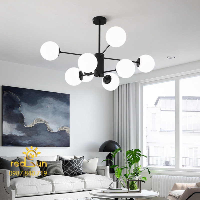 Đèn chùm decor Midu 8 chóa thủy tinh R04/8