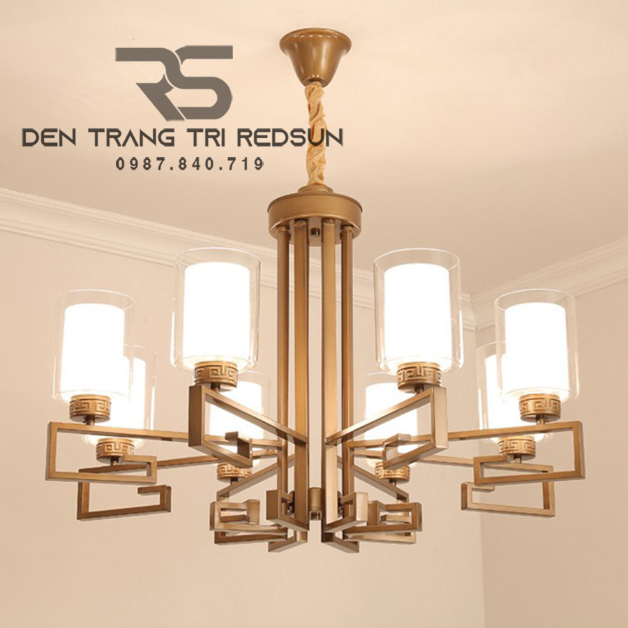 Đèn Chùm Phòng Khách Hiện Đại Phong Cách Indochine Choá Thuỷ Tinh IDC-001
