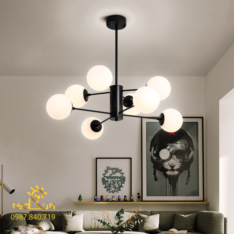 Đèn chùm decor Midu 8 chóa thủy tinh R04/8