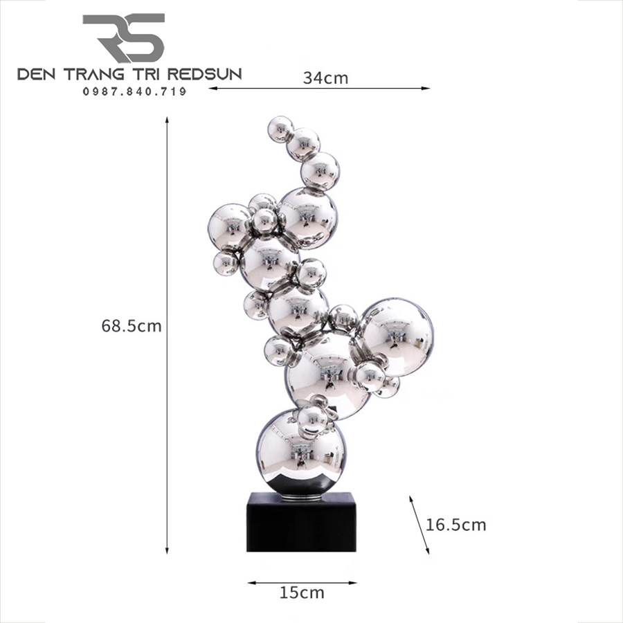 Đồ Trang Trí Nghệ Thuật Phòng Khách, Hành Lang, Sảnh Chờ Điêu Khắc Trừu Tượng Chất Liệu Inox DDC-017