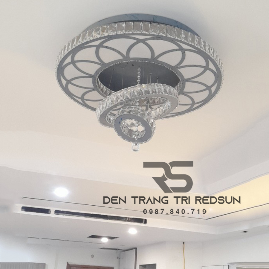 Đèn Mâm Mica Pha Lê Ốp Trần Phòng Khách Hiện Đại MKPL-06