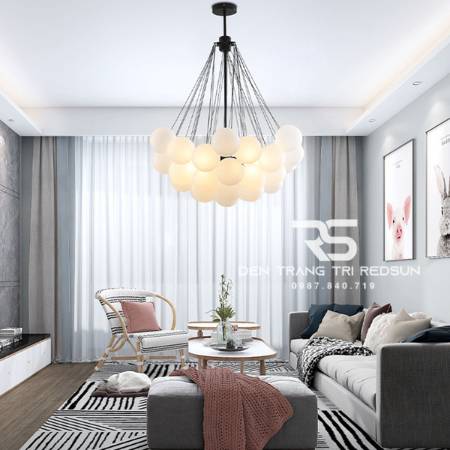 Đèn Chùm Phòng Khách Hiện Đại Bắc Âu Bong Bóng Chất Liệu Thuỷ Tinh DC-T112