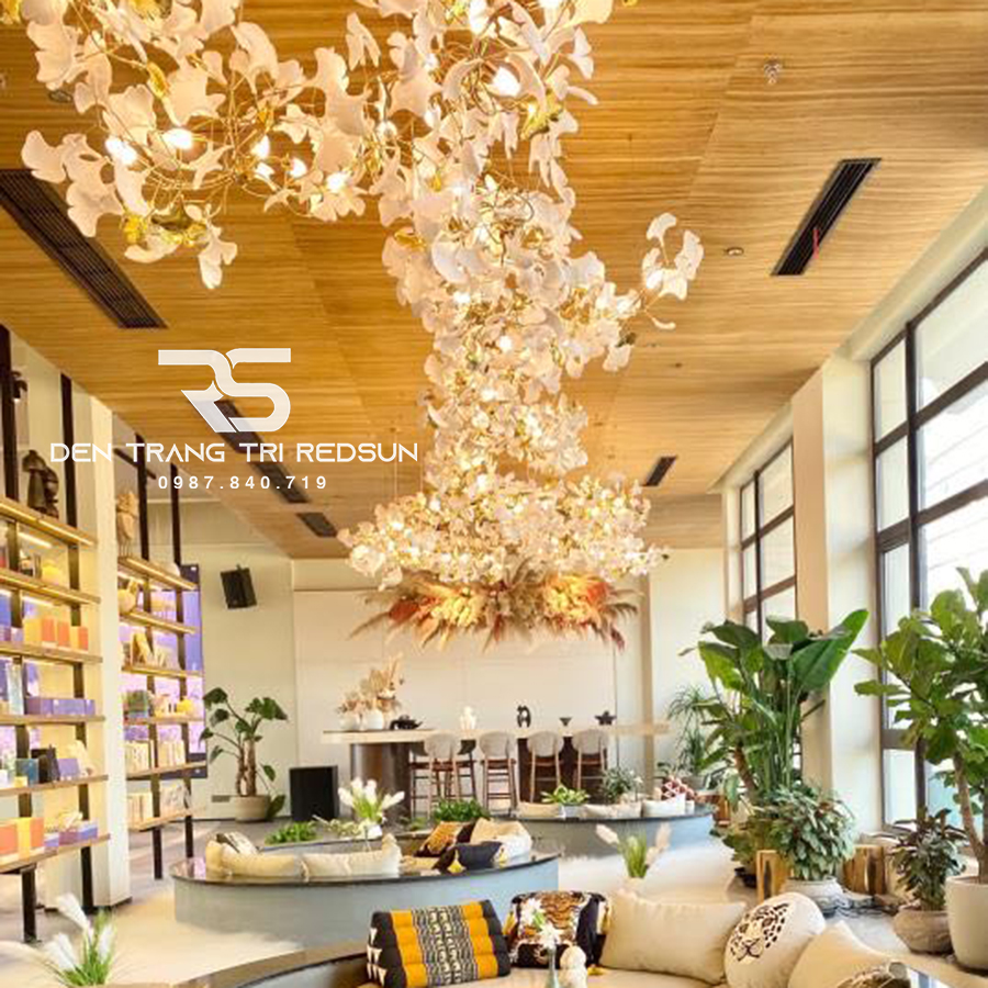 Đèn Chùm Lắp Thông Tầng, Sảnh Khách Sạn Phong Cách Bắc Âu Hiện Đại Ginkgo Leaf (Lá Bạch Quả) DC-T087