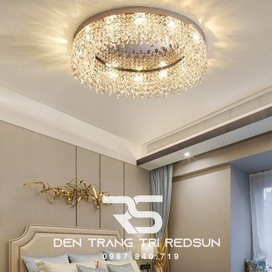 Đèn Mâm Pha Lê Ốp Trần Phòng Khách Hiện Đại M9191