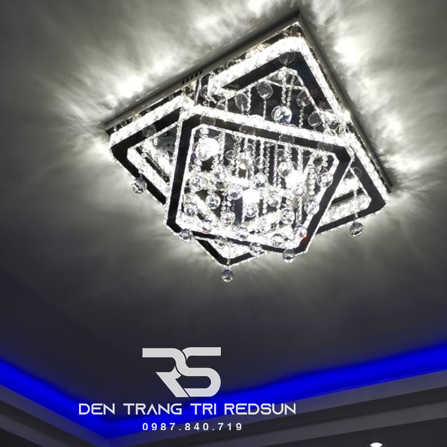 Đèn Mâm Pha Lê Ốp Trần Phòng Khách Hiện Đại M9240