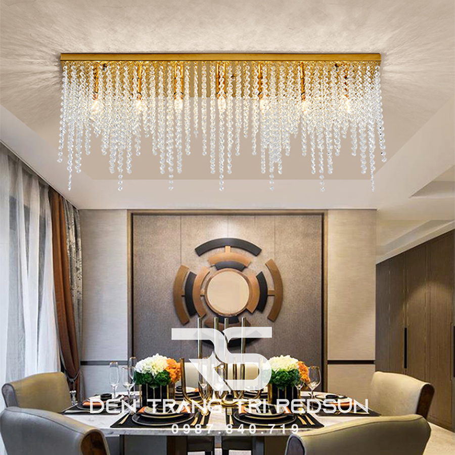 Đèn Mâm Pha Lê Ốp Trần Phòng Khách Hiện Đại MV9195