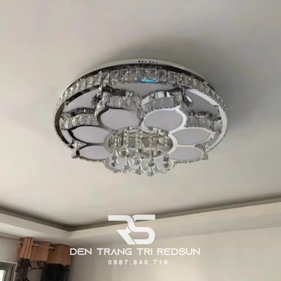 Đèn Mâm Mica Pha Lê Ốp Trần Phòng Khách Hiện Đại MKPL-05