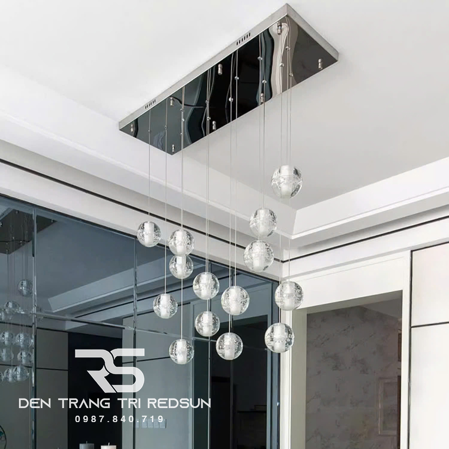 Đèn Thả Trần Hiện Đại Bocci Lắp Thông Tầng  Cầu Thang, Phòng Khách, Bàn Ăn Chất Liệu Pha Lê HTK009