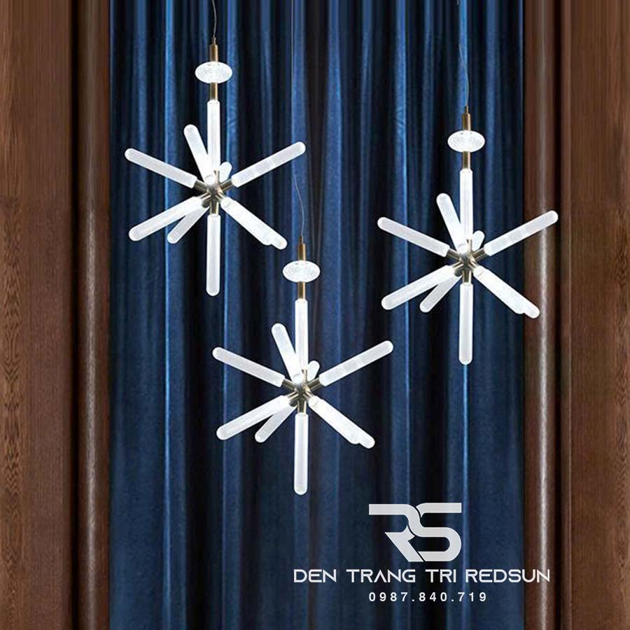 Đèn Chùm Trang Trí Phòng Khách, Phòng Ăn, Phòng Ngủ Ống Thủy Tinh Hình Sao DC-T105