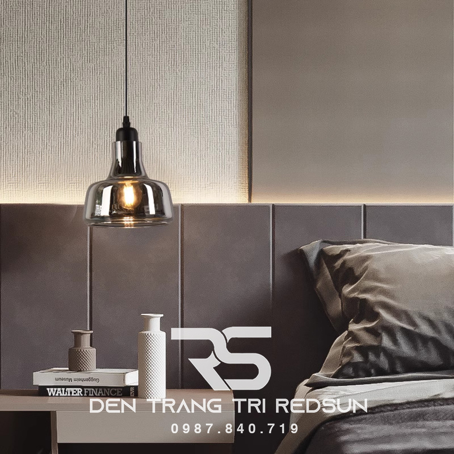 Đèn Thả Bàn Ăn Hiện Đại Bắc Âu Choá Thuỷ Tinh Đen Khói CDT-L017