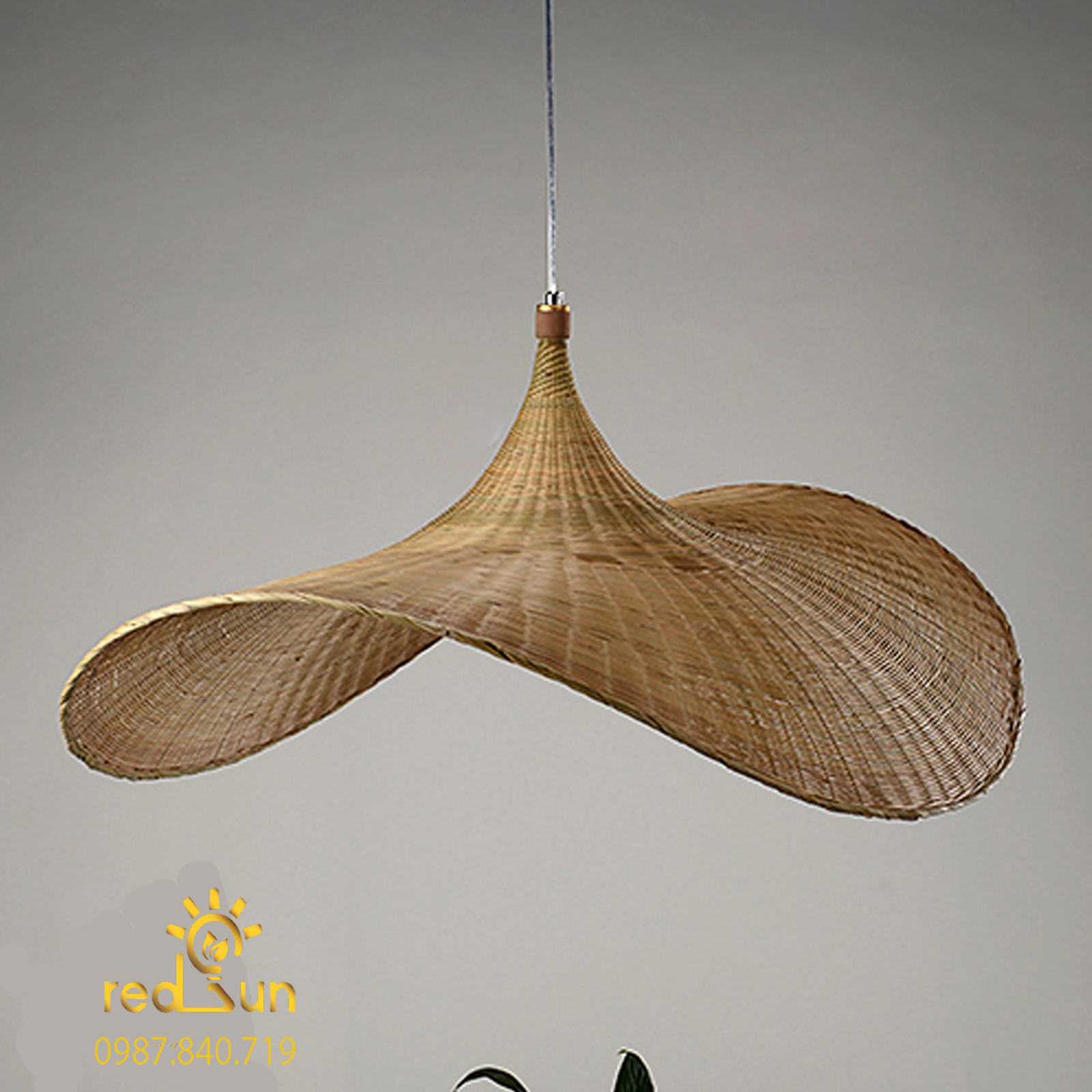 CDT052-Chao đèn thả mây tre đan
