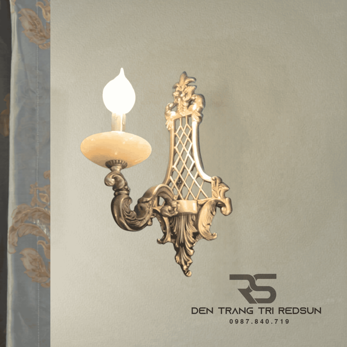 Đèn Tường Nến Chất Liệu Đồng Đá Phong Cách Cổ Điển DT-CA658/1
