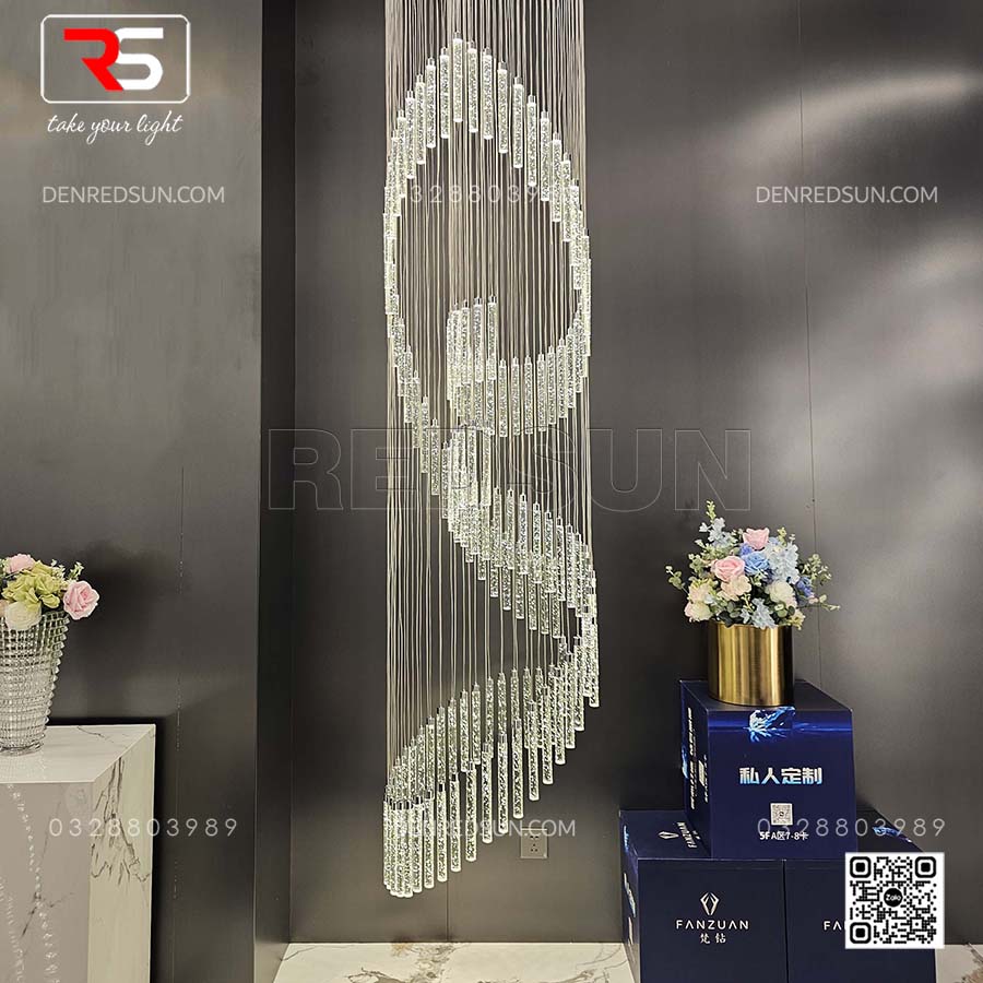 Đèn Thông Tầng Pha Lê Cao Cấp Cho Phòng Khách, Sảnh Khách Sạn Phong Cách Hiện Đại HTK-NKFZ006