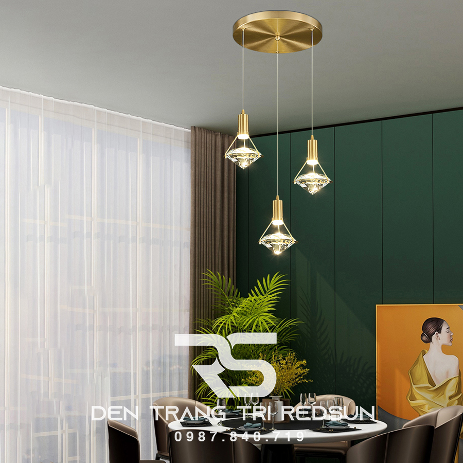 Đèn Thả Trần Hiện Đại Lắp Thông Tầng Cầu Thang, Phòng Khách, Bàn Ăn Chất Liệu Pha Lê HTK048