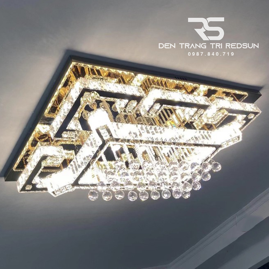 Đèn Mâm Pha Lê Ốp Trần Phòng Khách Hiện Đại M9201