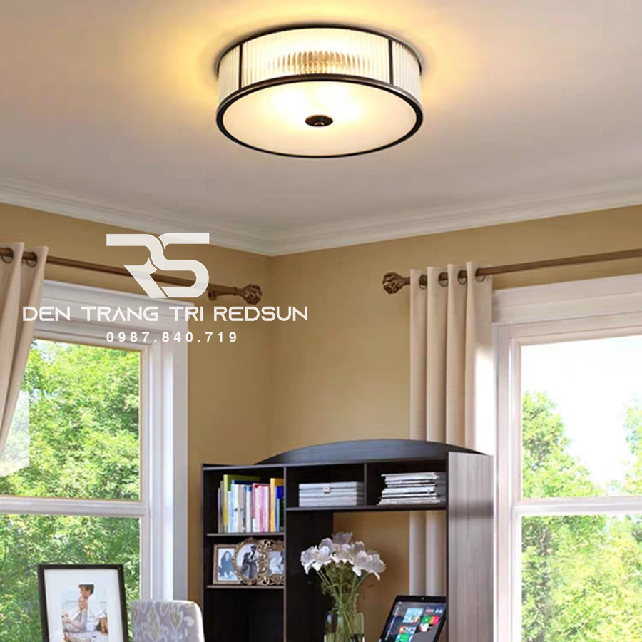 Đèn Ốp Trần Phòng Khách, Phòng Ngủ Phong Cách Indochine Chất Liệu Thuỷ Tinh IDC-014