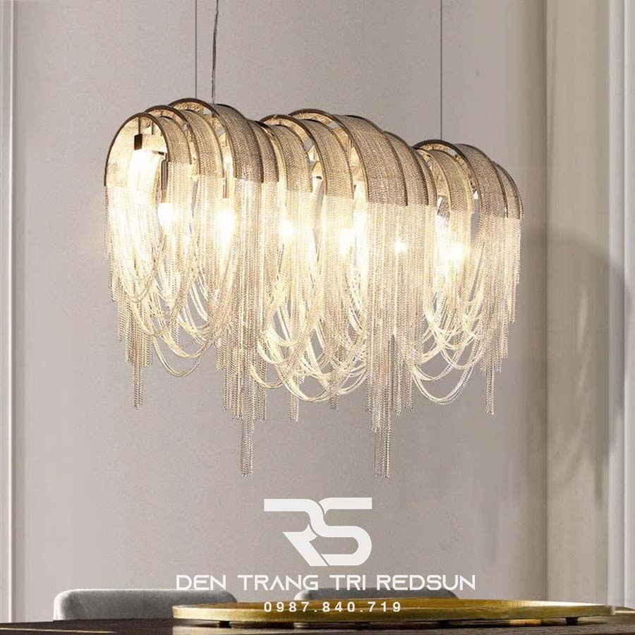 Đèn Chùm Trang Trí Sảnh Chờ, Phòng Khách, Phòng Ăn Hình Tua Rua Phong Cách Italia DCP-015