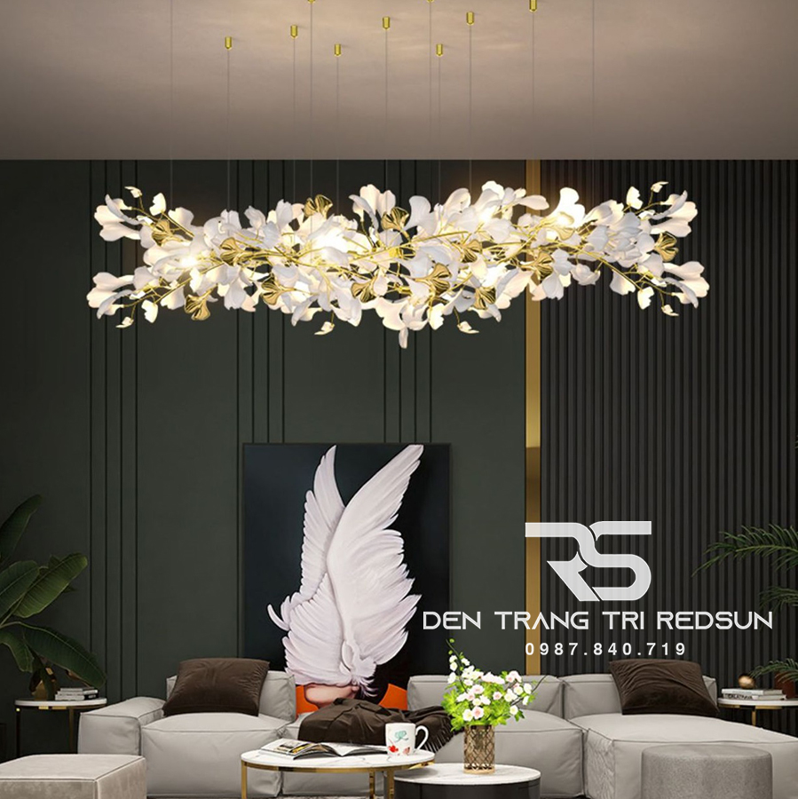 Đèn Chùm Lắp Thông Tầng, Sảnh Khách Sạn Phong Cách Bắc Âu Hiện Đại Ginkgo Leaf (Lá Bạch Quả) DC-T087