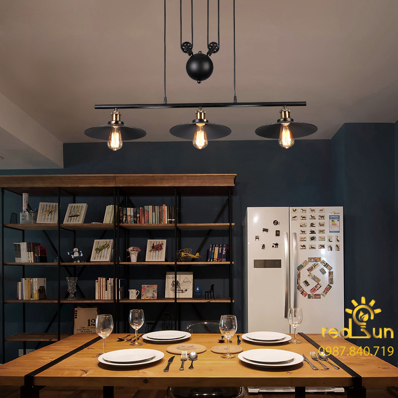 Đèn chùm decor ròng rọc 3 chóa DC-09