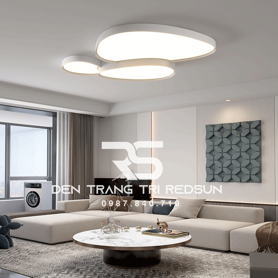 Đèn Mâm Ốp Trần Hiện Đại Phòng Khách, Phòng Ngủ Phong Cách Bắc Âu Chất Liệu Mica OT-018