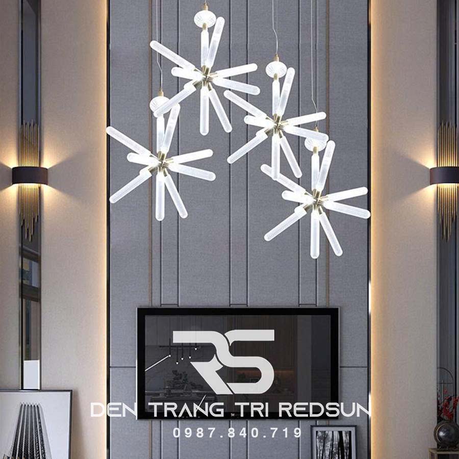 Đèn Chùm Trang Trí Phòng Khách, Phòng Ăn, Phòng Ngủ Ống Thủy Tinh Hình Sao DC-T105