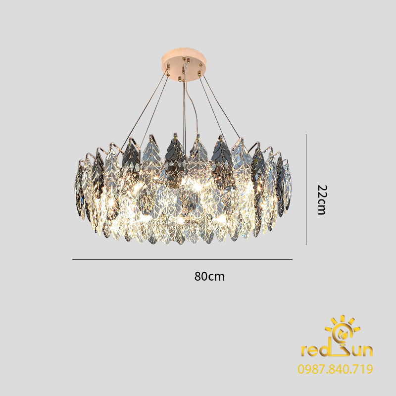 Đèn chùm lá pha lê cao cấp phong cách Bắc Âu DC-2910