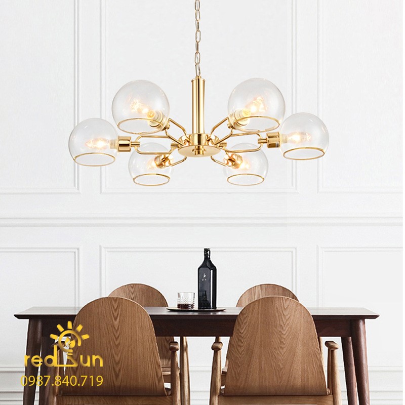 Đèn chùm Nordic chóa thủy tinh trong DC-T052