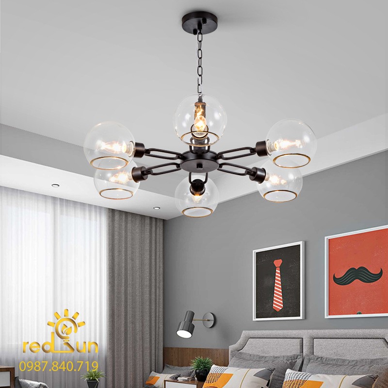 Đèn chùm Nordic chóa thủy tinh trong DC-T052