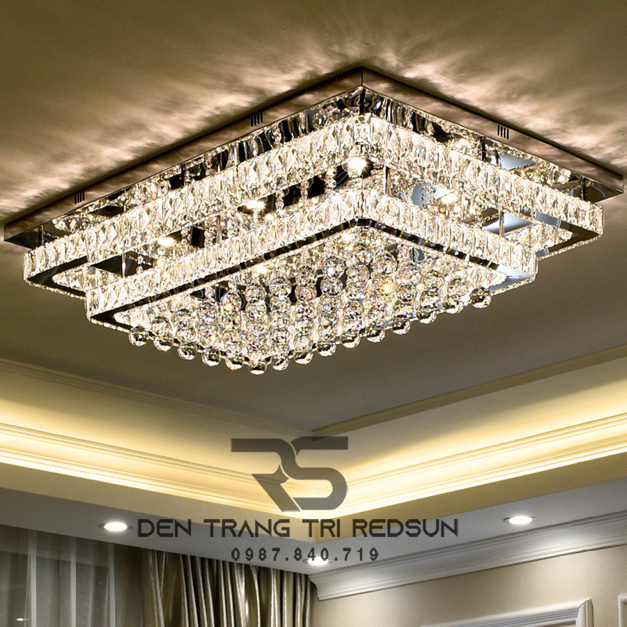 Đèn Mâm Pha Lê Ốp Trần Phòng Khách Hiện Đại M9220