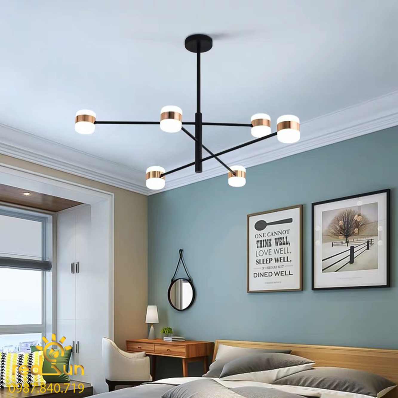 Đèn chùm Nordic thân xoay chóa trụ DC-T018