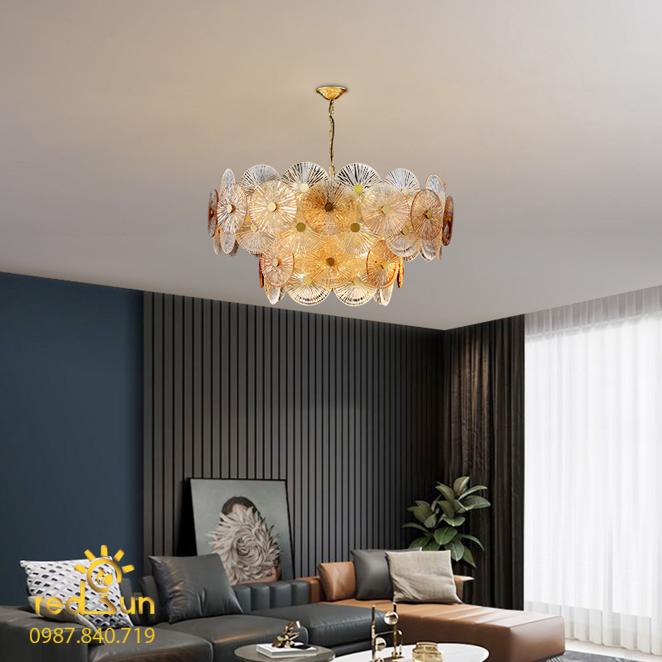 Đèn chùm dáng tròn lá súng DC-T064