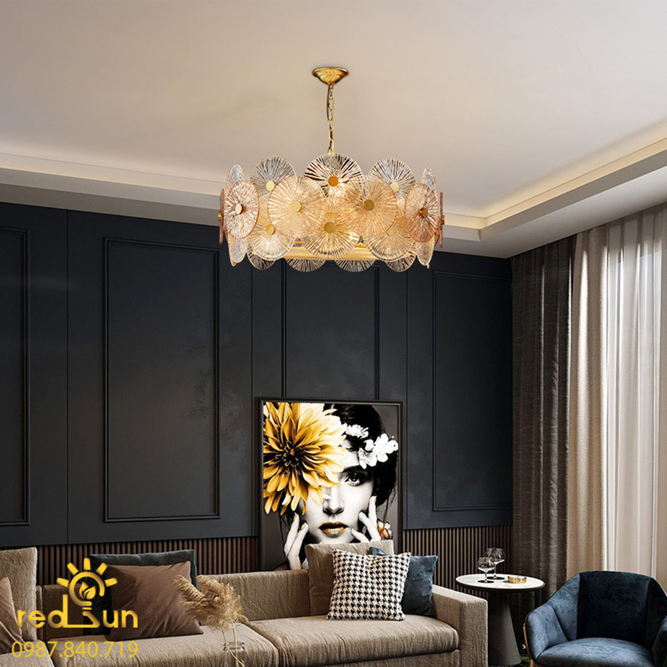 Đèn chùm dáng tròn lá súng DC-T064