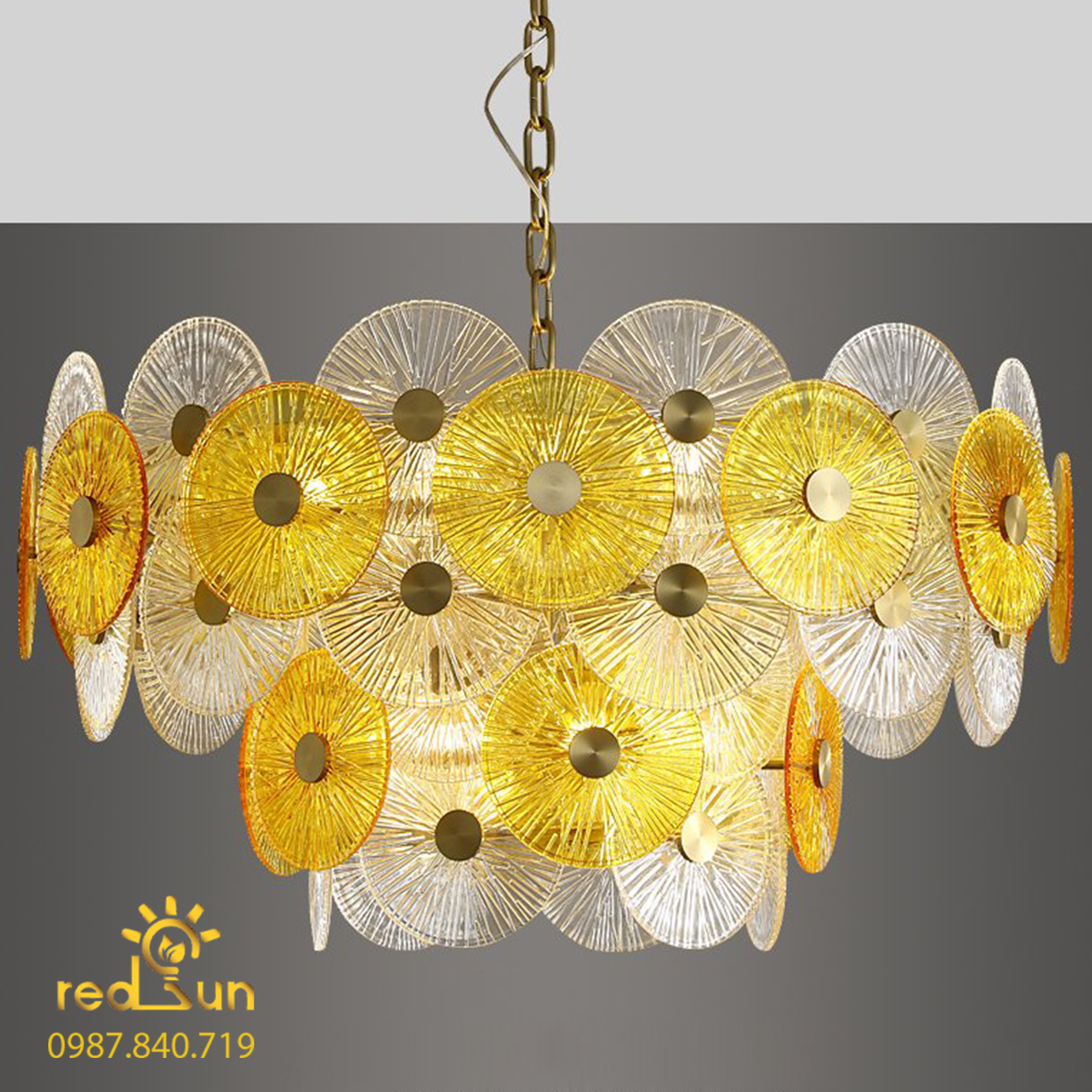 Đèn chùm hiện đại dáng tròn lá súng DC-T065